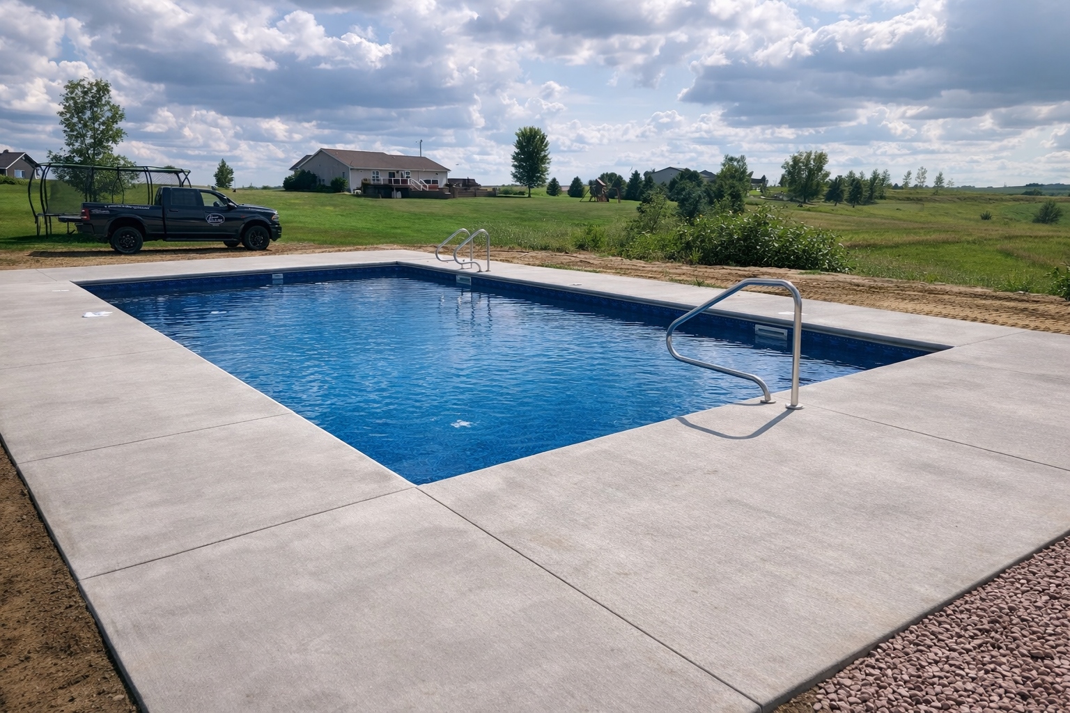 Rectangular inground pool on rural acreage — Hovey Construction custom pool Nebraska