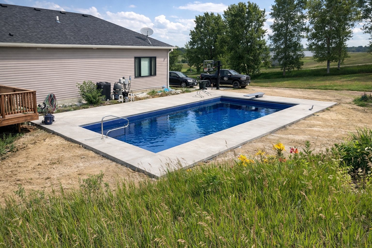 Rectangular lap pool with fence — Hovey Construction custom pool Iowa Nebraska